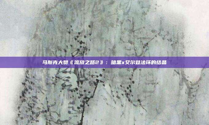 马斯克大赞《流放之路2》：暗黑x艾尔登法环的结晶