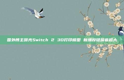 国外博主曝光Switch 2 3D打印模型 新增按键屏幕超大